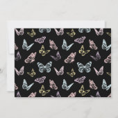 ブラックモダンパステルバタフライプリントブライダルシャワー 招待状 (裏面)