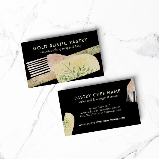 ブラックモダンパティシシェフケーキメーカーベーカリー 名刺