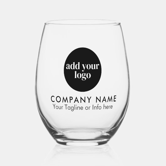 ブラックモダンビジネスカスタム会社ロゴウイスキー ステムなしワイングラス (正面)