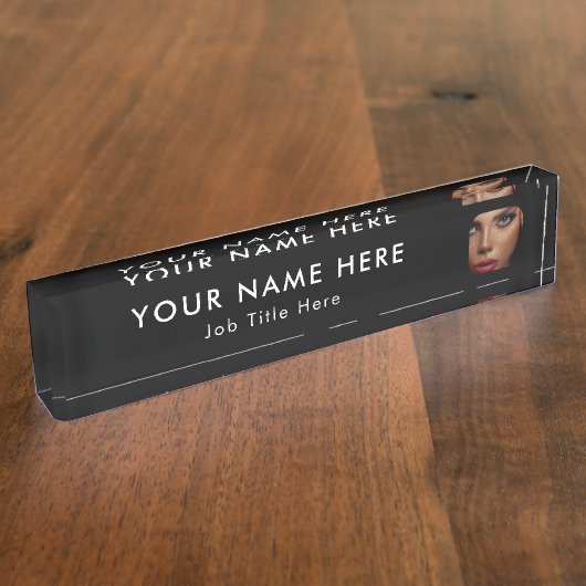 ブラックモダンビジネスフォトプロフェッショナルエグゼクティブ デスクネームプレート (側面)