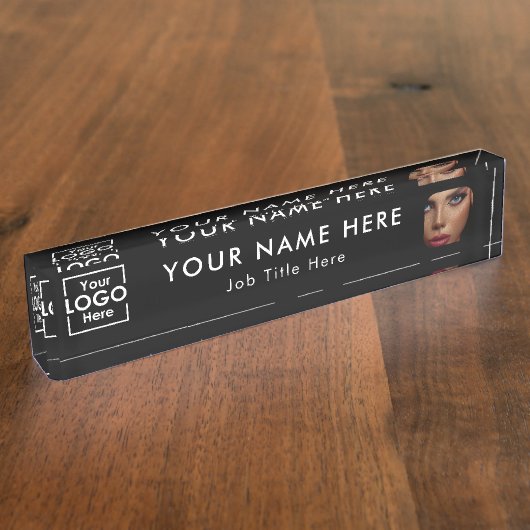ブラックモダンビジネスロゴ&フォトプロフェッショナル デスクネームプレート (側面)