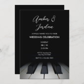 ブラックモダンピシンプルア結婚ノ 招待状 (正面/裏面)