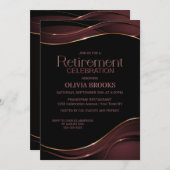ブラックモダンピンクリタイアメントお祝い 招待状 (正面/裏面)