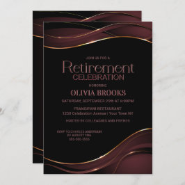 ブラックモダンピンクリタイアメントお祝い 招待状