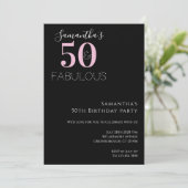 ブラックモダンピンク50th誕生日パーティー 招待状 (スタンド正面)
