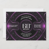 ブラックモダンピンク60th誕生日パーティー 招待状 (正面)