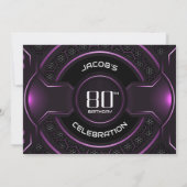 ブラックモダンピンク80th誕生日パーティー 招待状 (裏面)