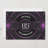 ブラックモダンピンク85th誕生日パーティー 招待状 (裏面)