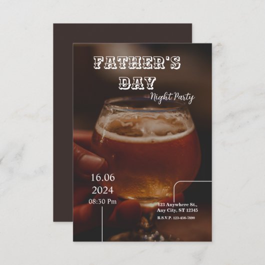 ブラックモダンファーザーズデイ招待状 招待状 (正面/裏面)