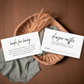 ブラックモダンフォントおむつラッフル エンクロージャーカード