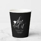 ブラックモダンフォントエレガントグラッドパーティー 紙コップ (正面)