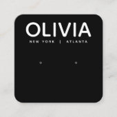 ブラックモダンフォントスはっきりしたクエアイヤリングディスプレイ スクエア名刺 (正面)