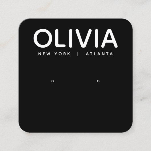 ブラックモダンフォントスはっきりしたクエアイヤリングディスプレイ スクエア名刺 (正面)