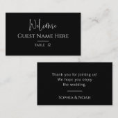 ブラックモダンフラット座席表 プレイスカード (正面/裏面)