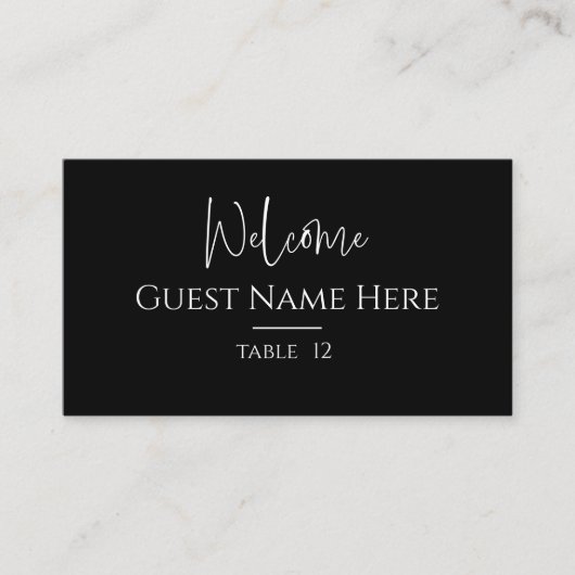 ブラックモダンフラット座席表 プレイスカード (正面)