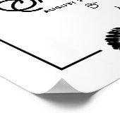 ブラックモダンフローラアクセントブライダルシャワー記号 ポスター (角)