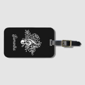 ブラックモダンフローラトレブルクレフ、 音符記号ミュージシャンコーア ラゲッジタグ (正面横)