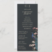 ブラックモダンフローラ孔雀結婚式 プログラムカード (正面)