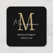 ブラックモダンブティックデザイナー スクエア名刺 (正面)