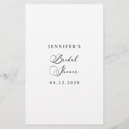 ブラックモダンブライダルシャワーシンプルゲームワード検索 (裏面)