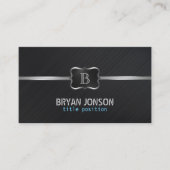 ブラックモダンブラシ仕上げメタル 名刺 (正面)