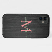 ブラックモダンブラシ仕上げ金属バラ金ゴールドモノグラム Case-Mate iPhoneケース (裏面(横))