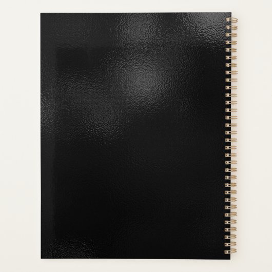 ブラックモダンブラシ仕上げ金属金ゴールドモノグラム プランナー手帳 (裏面)