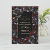 ブラックモダンブルゴーニュグレイフローラ結婚ズ 招待状 (スタンド正面)