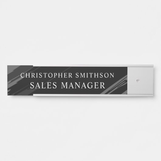 ブラックモダンプロフェッショナルプレート変更可能オフィス サインプレート (正面)