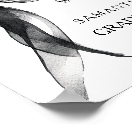 ブラックモダンボウ卒業パーティー歓迎サイン ポスター (角)