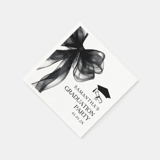 ブラックモダンボウ卒業式パーティー スタンダードカクテルナプキン (角)