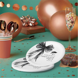 ブラックモダンボウ卒業式パーティー ペーパープレート