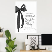 ブラックモダンボーエレガントコケット誕生日ウェルカム ポスター (ホームオフィス)