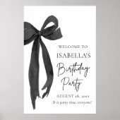 ブラックモダンボーエレガントコケット誕生日ウェルカム ポスター (正面)