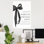ブラックモダンボーエレガントコケット誕生日ウェルカム ポスター (ホームオフィス)