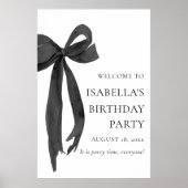 ブラックモダンボーエレガントコケット誕生日ウェルカム ポスター (正面)