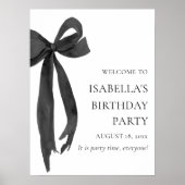 ブラックモダンボーエレガントコケット誕生日ウェルカム ポスター (正面)