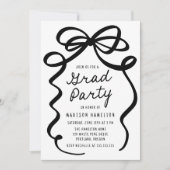 ブラックモダンボーフォト卒業パーティー 招待状 (正面)