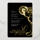 ブラックモダンマルガリタフィエスタ50thバースデーパーティー 箔招待状 (正面)