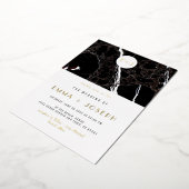 ブラックモダンマーブルシンプル結婚ズ金箔 箔招待状 (回転した状態)