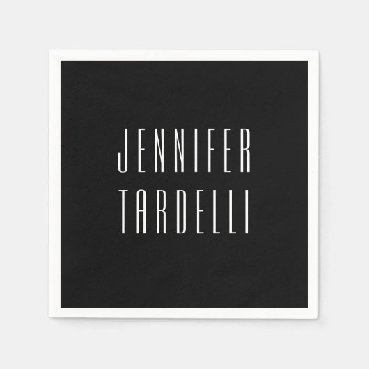 ブラックモダンミニマエレガントリスト スタンダードカクテルナプキン (正面)