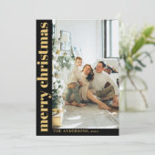 ブラックモダンミニマリストMerry Christmas写真 シーズンカード (スタンド正面)