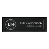 ブラックモダンミニマルパーソナライズされたリストロゴ 名札 (正面)