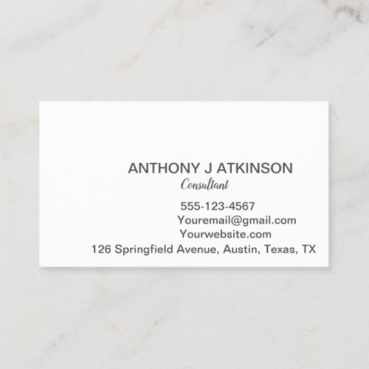 ブラックモダンミニマルプロフェッショナルシンプル 名刺 (裏面)