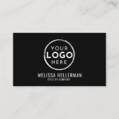 ブラックモダンミニマルプロフェッショナルロゴQRコード 名刺 (正面)