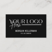 ブラックモダンミニマルプロフェッショナルロゴQRコード 名刺 (正面)