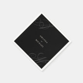 ブラックモダンミニマルモノグラム結婚ズ スタンダードカクテルナプキン (角)
