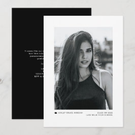 ブラックモダンミニマル写真卒業 案内状