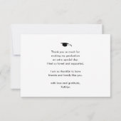 ブラックモダンミニマル卒業サンキューカード 招待状 (裏面)