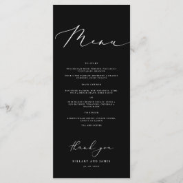 ブラックモダンミニマル書結婚道のディナー メニュー
